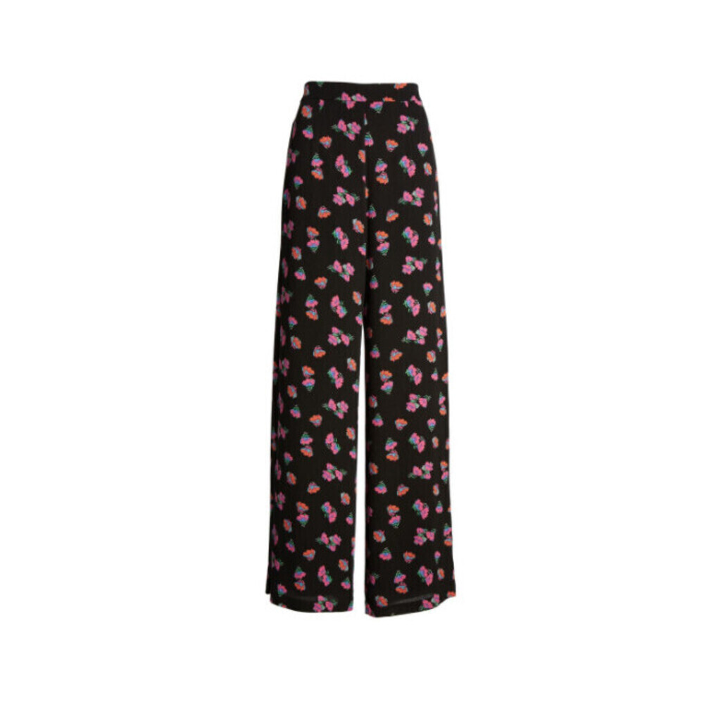 Wayf Women's Wide Leg Pants Lined Elastic Waist Flowy Black Pink Floral Size M